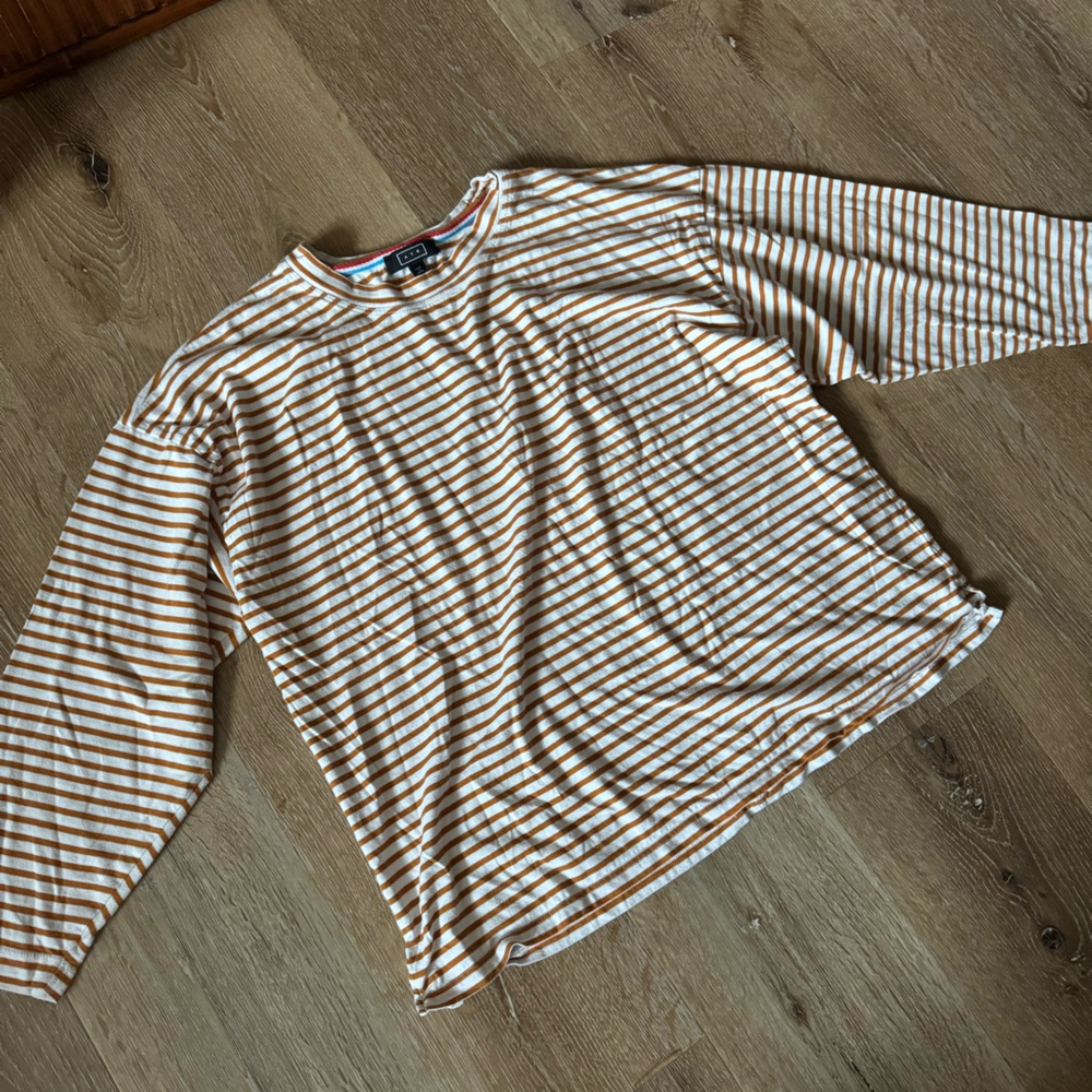 AYR Orange White Striped Long Sleeve Shirt Size L
